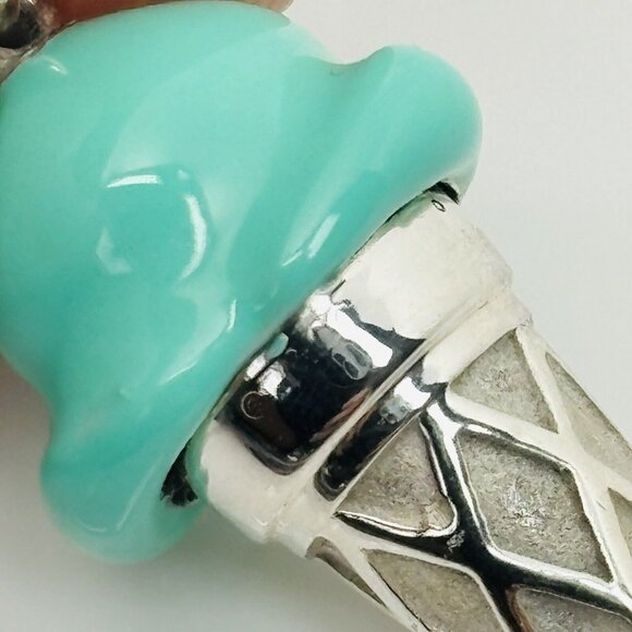 RARE Tiffany Ice Cream Cone Charm in Blue Enamel and Sterling Silver - Picture 6 of 9